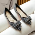 thumbnail image 2 of SCHUHLAND Women's Pointed Toe Flats, Rhinestone Accent, Black/Beige/Purple, 2 of 15