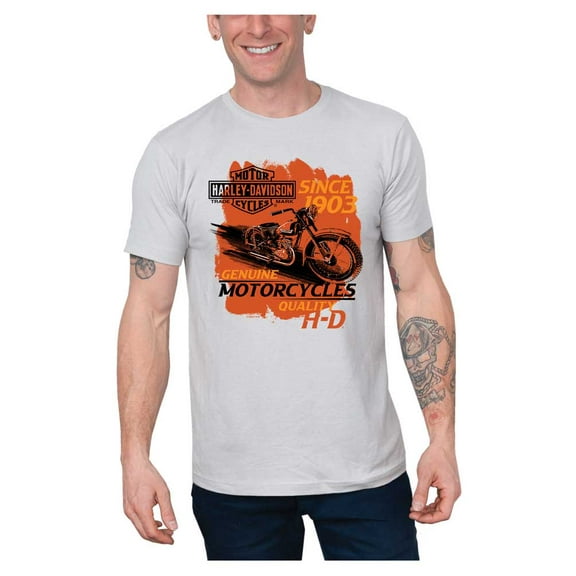 Harley-Davidson Men's Swiftly Short Sleeve Cotton Crew-Neck T-Shirt - Gray (L), Harley Davidson