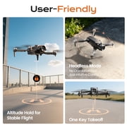 Drones for Kids with 1080P HD Camera, One-Key Takeoff/Landing, Foldable Wefone H21 with Brushless Motor and Optical Flow Hover, 2 Batteries, Black