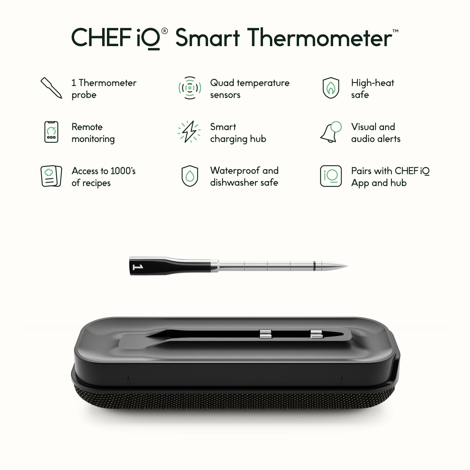 CHEF iQ Smart Digital Meat Thermometer - Bluetooth & WiFi Enabled