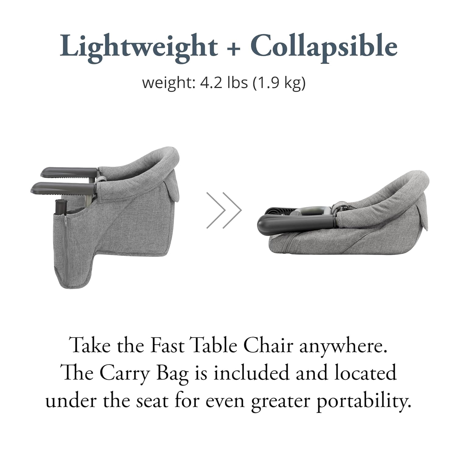 Inglesina - Fast Table Chair with Fast Tray: Hook On Portable High Chair for Babies and Toddlers, Damage Free Travel Booster Seat for Restaurant Use - Includes Snap On Tray, Cream