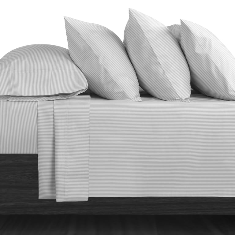 Serta 6-Piece 800 Thread Count Gray Stripe Cotton Rich Adult Bed