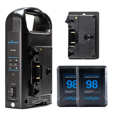 UPC: 0651748820957 | IndiPRO 2x Micro-Series 98Wh Gold Mount Li-Ion Battery Kit for Blackmagic URSA Camera  Includes Dual Battery Charger & Battery Plate