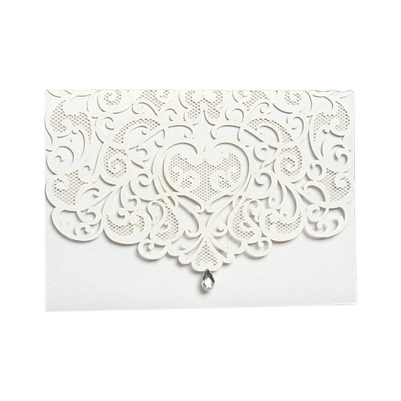 10 part cut Hollow Wedding Invitation Cards with Envelopes, Rhinestone for Wedding, Engagement and Birthday