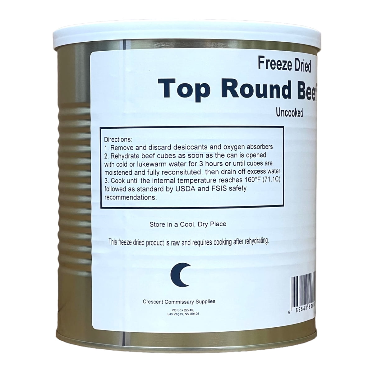 Military Surplus Freeze Dried Top Round Beef Cubes Emergency Survival Preparedness Food for Camping Hiking and Backpacking #10 Can - Single Can