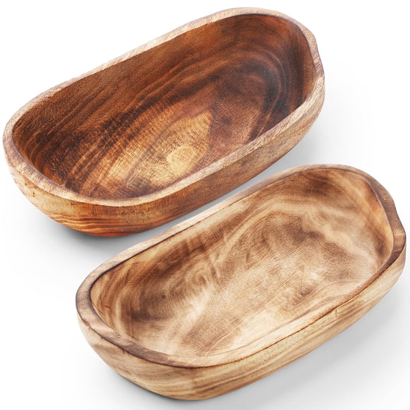 Cuencos de madera para masa Unittype 33 x 23 x 8 cm, rústicos, 2 piezas