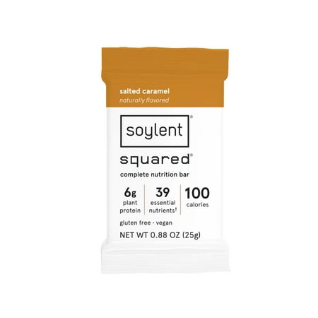 Soylent Plant Based Nutrition Mini Snack Bars, 6g Protein Snacks, Salted Caramel, 24 Pack