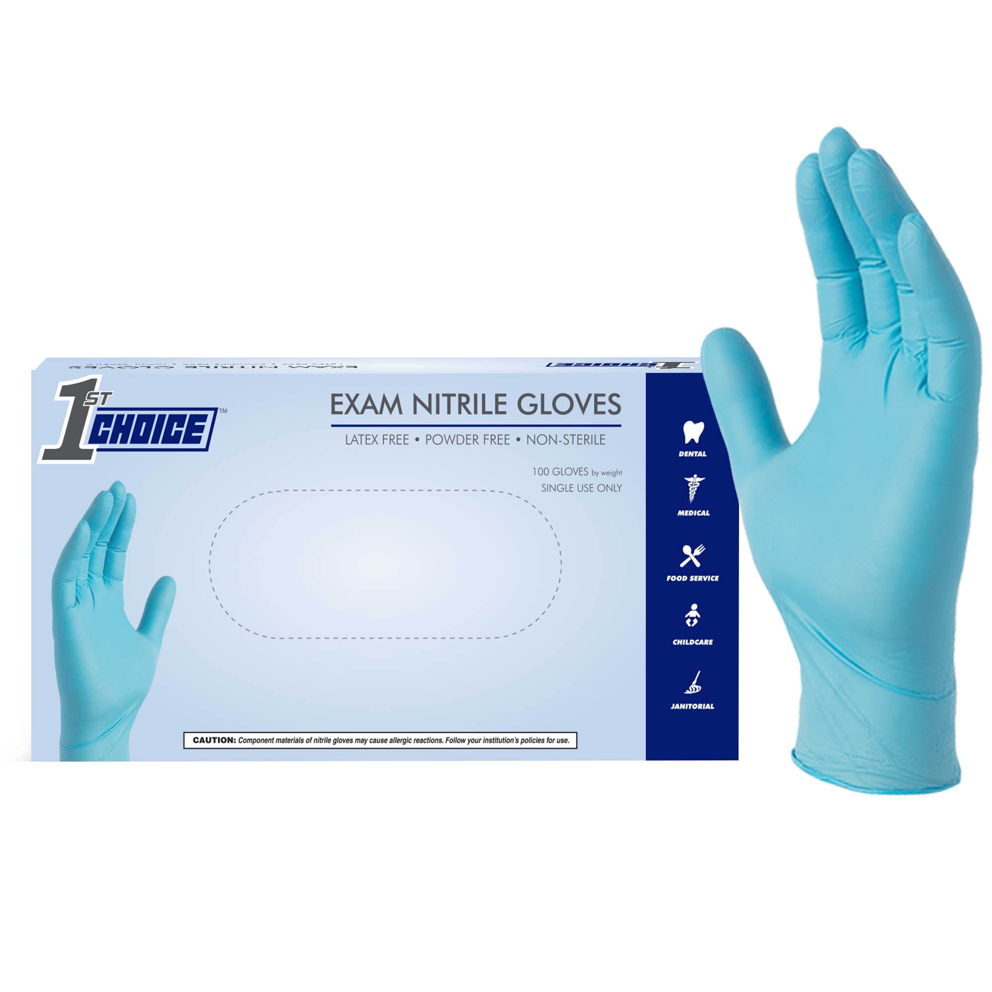 1st Choice Nitrile, Latex Free, Powder Free, Medical Disposable Gloves