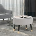 thumbnail image 2 of Homebeez Oval Fabric Ottoman Footrest Vanity Stool Gray, 2 of 5