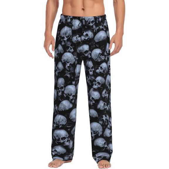 Vsdgher Gothic Skull Print Mens Pajama Pants Sleep & Lounge Pants, PJ Bottoms With elastic waistb and Pockets