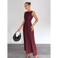 thumbnail image 4 of Burgundy A-Line Maxi Dress With Ruched Waist, Sleeveless Design, And Side Slit For Casual Summer Wear, 4 of 6