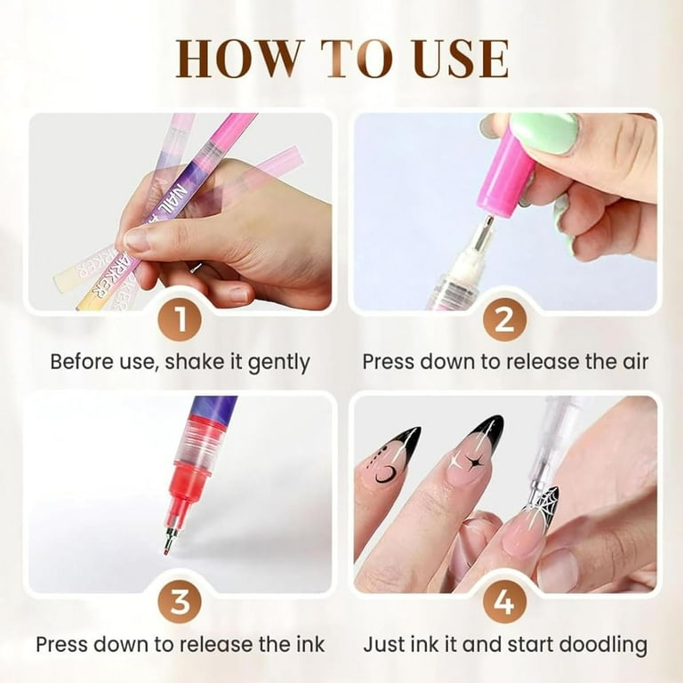 12 Colors 3D Nail Polish Pens for Painting, Nail Art Pens Set, 2025 Upgrade Nail Art Markers for Gel Nails, DIY Quick Dry Graffiti Dotting Point Liner Pens,  Nails Art Drawing Tool