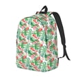 thumbnail image 1 of Disketp Flamingo And Monstera print Canvas Backpack Lightweight Travel Daypack Student Rucksack Laptop Backpack-, 1 of 5