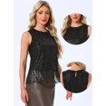thumbnail image 2 of DARING DIVA Women's Fringe Hem Sleeveless Round Neck Tank Tops XS Black, 2 of 5