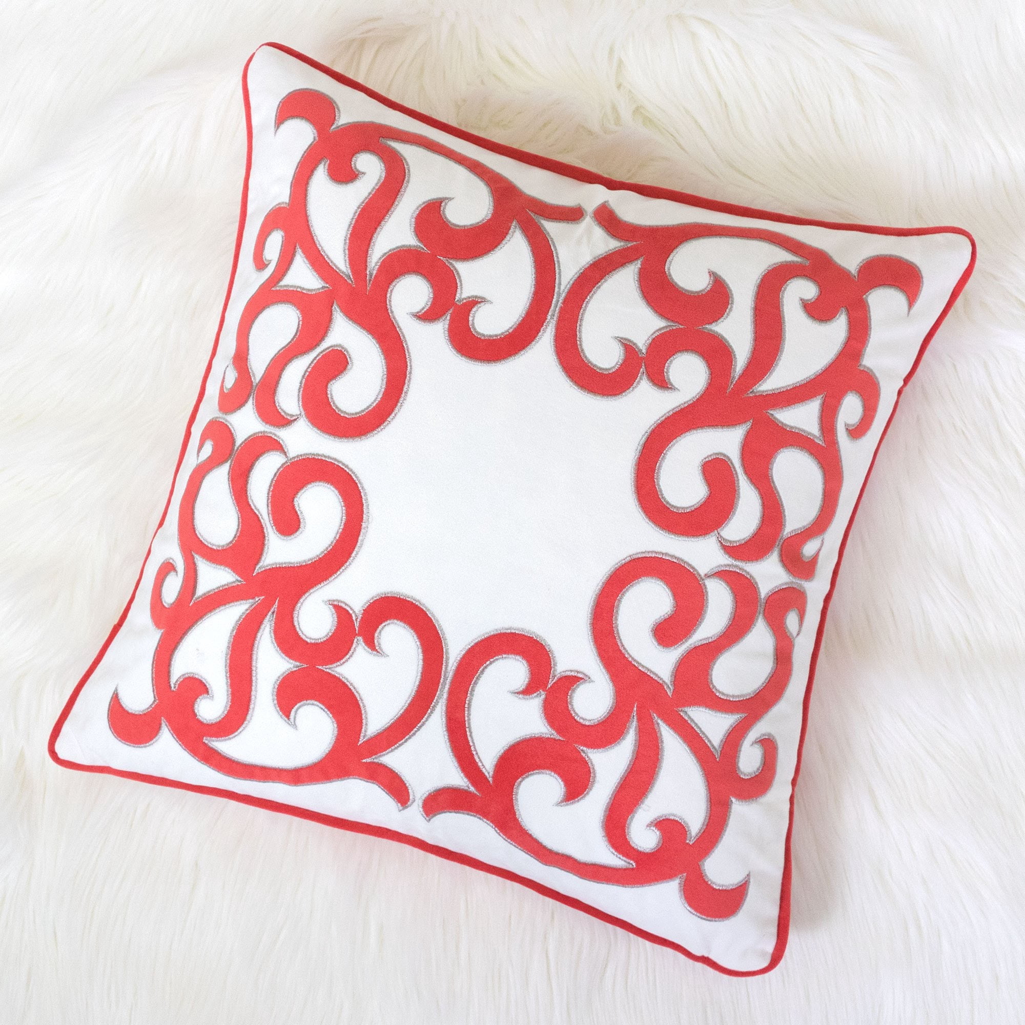 Jordan Coral Geometric Polyester 20 in. x 20 in. Throw Pillow