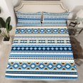 thumbnail image 2 of Manfei Retro Aztec Bed Sheets,Boho bohemian Style King Sheets,Blue Beige Sheet Set For Adults,Microfiber Bedroom Decor,4-Piece, 2 of 7