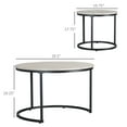 thumbnail image 3 of HOMCOM Round Nesting Tables Set of 2, Stacking Coffee Table Set with Metal Frame for Living Room, Grey, 3 of 8