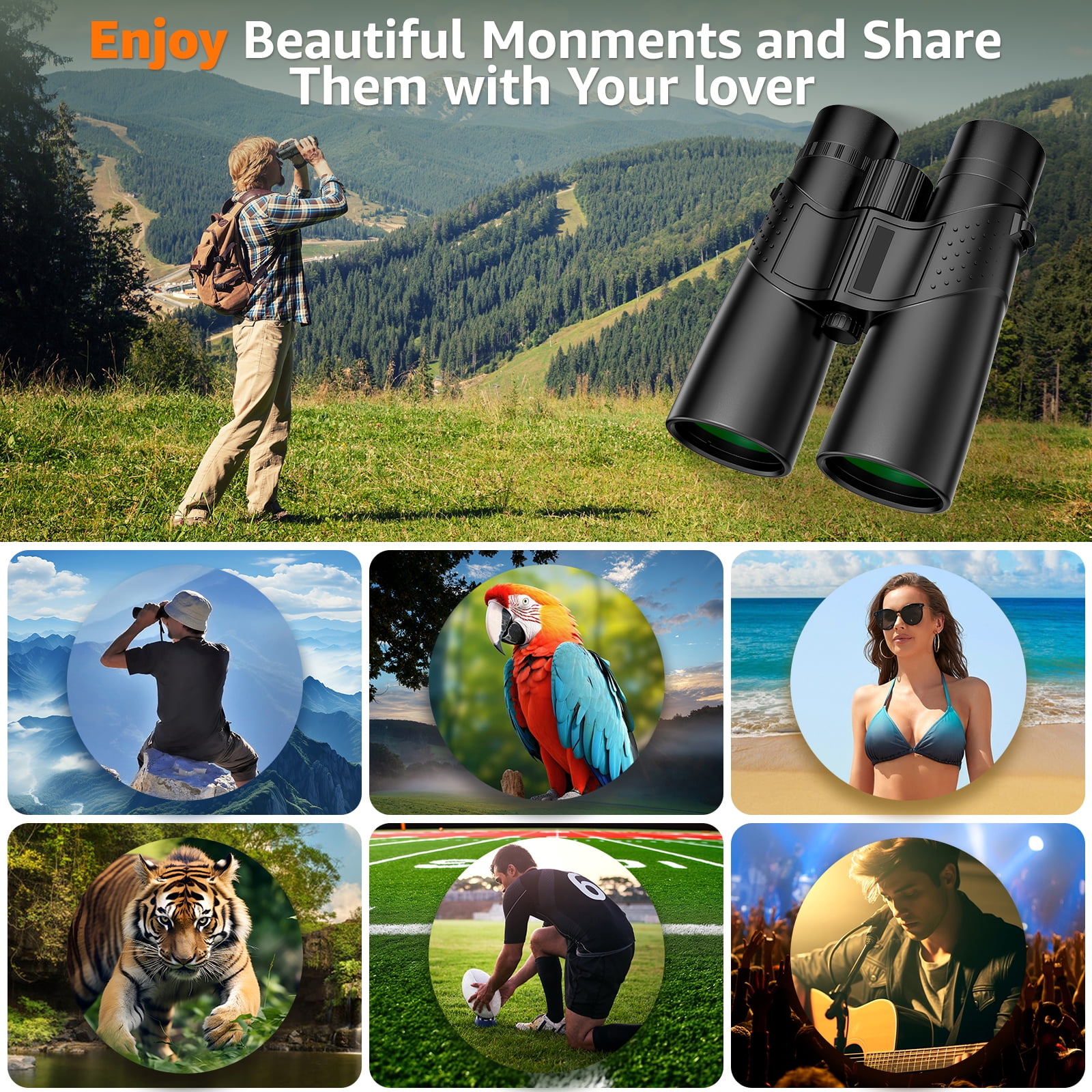 BNISE Optics 12X50 Binoculars for Adults-Professional Nitrogen-Charged Waterproof Binoculars-High-Powered Binoculars for Hunting, Bird Watching