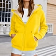 thumbnail image 2 of Womens Fall Jackets Fleece Lined Zipper Hoodie Oversize Solid Warm Hooded Sweatshirt With Pocket Lightweight Jackets, 2 of 5