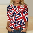 thumbnail image 2 of Union Jack Flag Shirts for Womens Fashion UK United Kingdom Flag Tshirts Great Britain British Women Girl T-Shirt 3/4 Sleeve Summer Tops Casual Dressy Tunic Round Neck Tee Going Out Blouse, 2 of 5
