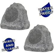 Theater Solutions 2R6G 6.5-Inch Woofers Outdoor Garden Waterproof Granite Rock Patio Speaker Pair, Granite Grey