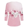 thumbnail image 5 of YUGYXL Womens 3/4 Sleeve Tops Trendy Summer T Shirt Casual V Neck Pullover Button Printed Blouse Plus Size Tees Pink M, 5 of 6