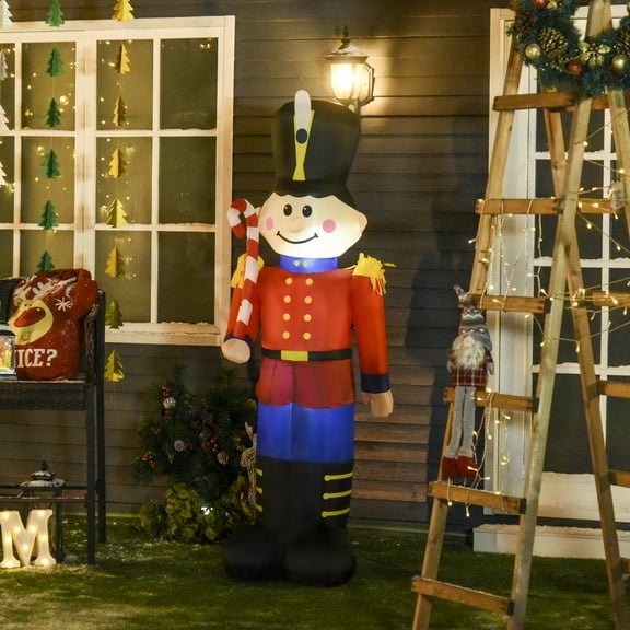 HOMCOM 70.75' Christmas Inflatable Nutcracker Toy Soldier with Candy Cane