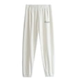 thumbnail image 2 of Feancey Jogger Pajama Bottoms Women Fuzzy Fleece Warm Sleep Pants Winter Plush Cozy Pj Pants Solid Color Casual Low Rise Trousers White Free Size, 2 of 6