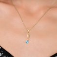 thumbnail image 3 of Music Eighth Note Jewelry Pendant Necklace Gift for Women By Keren Hanan | 18K Yellow Gold Plated Silver | Blue Zircon | 0.75 Cttw | Gemstone Birthstone | Oval 6X4MM | with 18 inch Silver Chain, 3 of 6