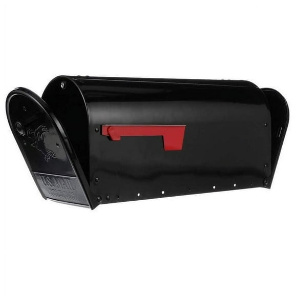Gibraltar Outback Mailbox, Large, Black, Galvanized Steel, Double Door, Post Mount