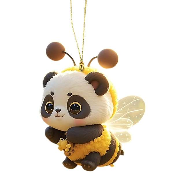 Car Interior Rearview Mirror Pendant 2D Flat Acrylic Honeybee Design 1 Pack
