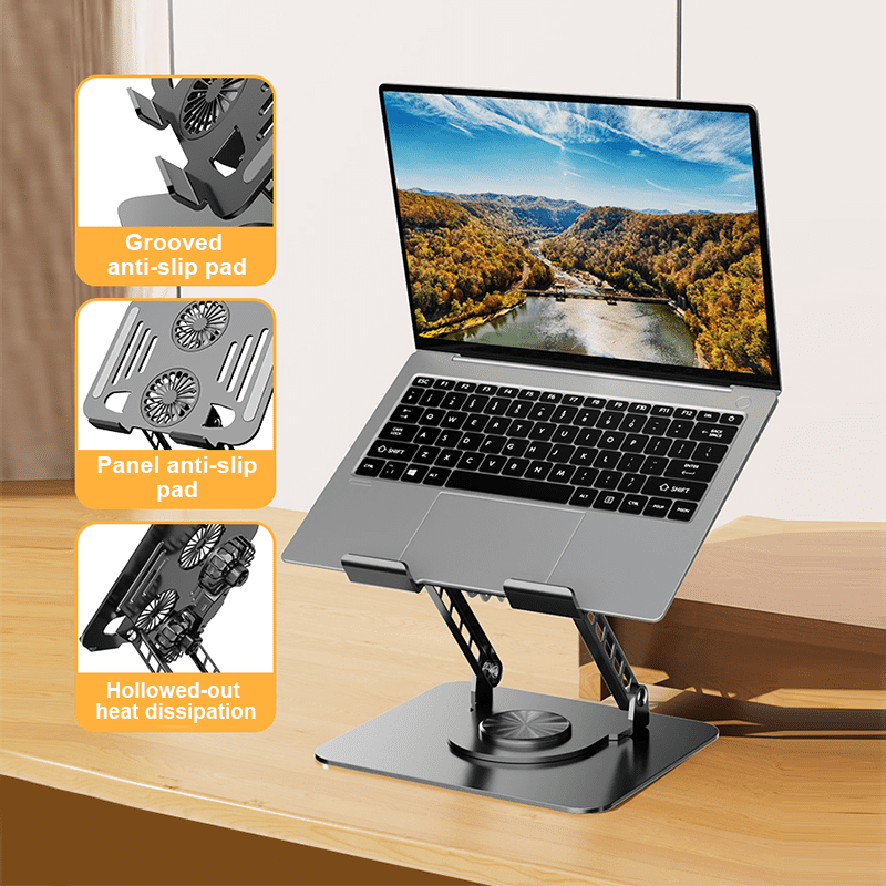 Gyugmhao Laptop Cooling Stand with Fan and 360 ° Rotating Base, Adjustable Height, for Desk Gaming/Office Movie Watching and Screen Sharing, Portable Computer Notebook Stand Compatible Up to 17 Inch