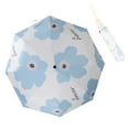 thumbnail image 3 of Flower Pattern Folding Umbrella UV Protection Foldable Rain Shine Dual Use Sun Umbrella for Travelling Sky Blue, 3 of 10