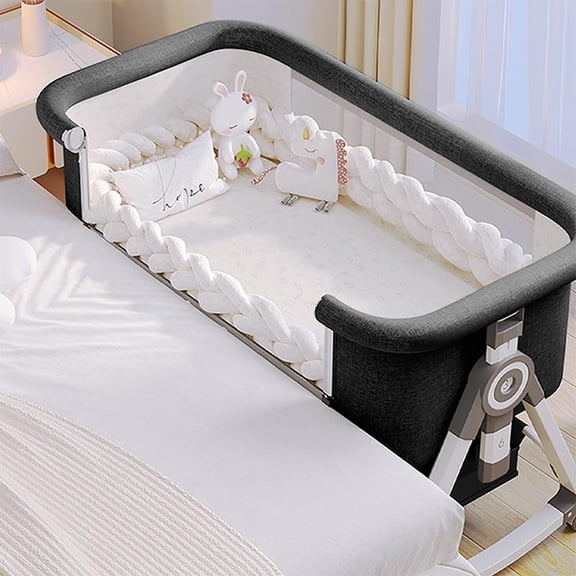 Baby Bassinet with Wheels, 3-in-1 Bedside Sleeper for Newborns, Portable Infant Crib, Breathable Mesh, Soft Mattress, Mosquito Net, Storage Basket