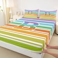 thumbnail image 5 of Manfei Rainbow Stripe Monogram Queen Sheets, Glitter Letter B Queen Sheet Sets, Multicolor White, Polka Dots Reversible 4-Piece1 Flat Sheet + 1 Fitted Sheet + 2 Pillowcases, 5 of 6
