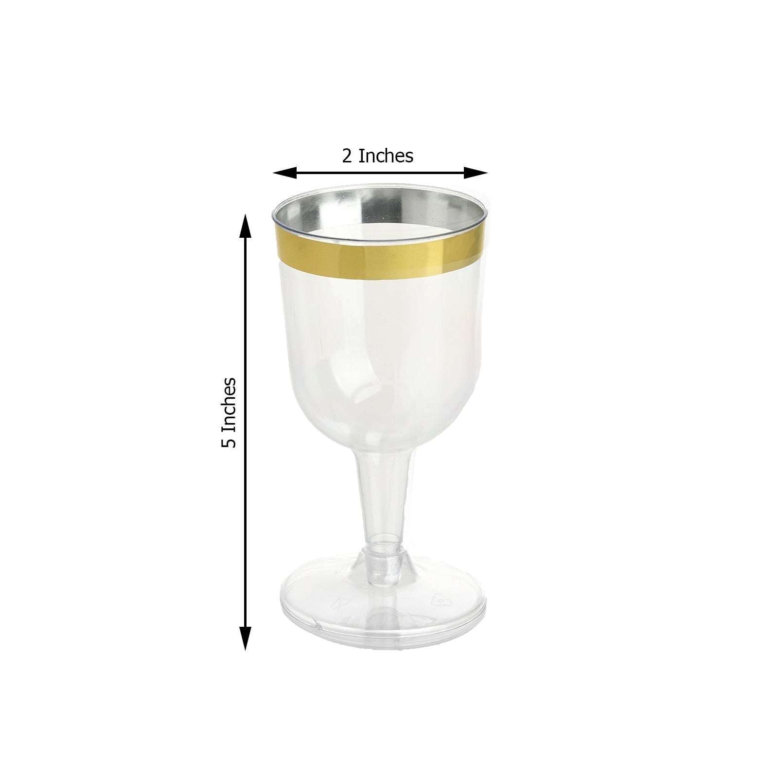 12 Pack  7oz Gold Glittered Plastic Short Stem Wine Glasses