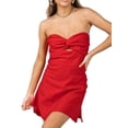 thumbnail image 2 of Coduop Women Strapless Mini Dress Twist Front Cutout Off Shoulder Sleeveless Backless Tube Dress, 2 of 6