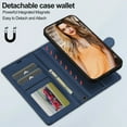 thumbnail image 2 of Detachable Wallet Case for iPhone 11, Card Slots Holder Premium PU Leather Magnetic Kickstand Shockproof Wrist Strap Removable Flip Protective Cover for iPhone 11, Blue, 2 of 10