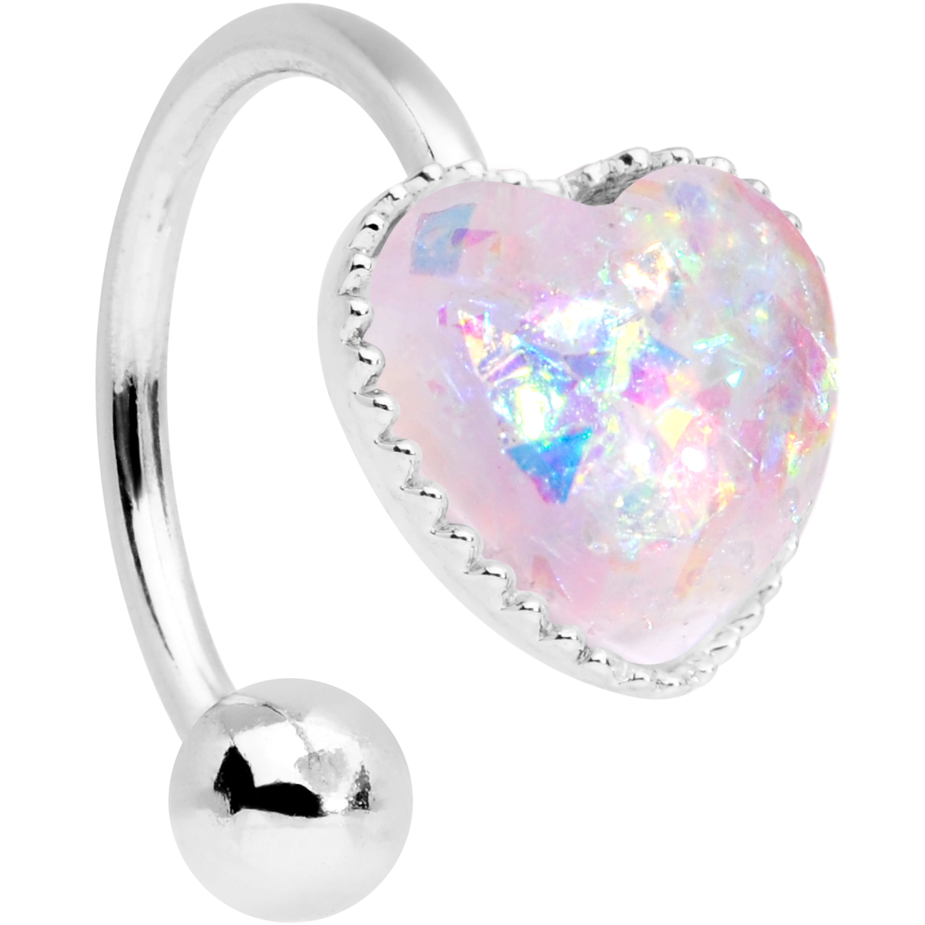 Body Candy Stainless Steel Iridescent White Accent Sacred Heart Non