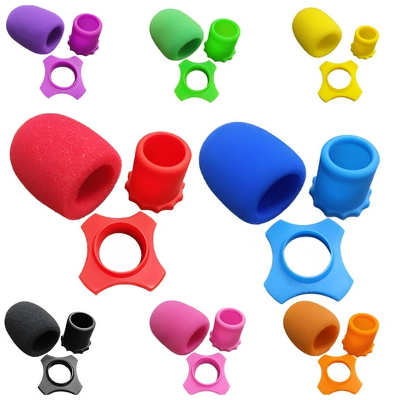 8 Sets Microphone Foam Covers, Multi-Color Windscreen with Silicone Ring & Bottom Sleeve for Mic Protection, Universal Fit for Most Mics