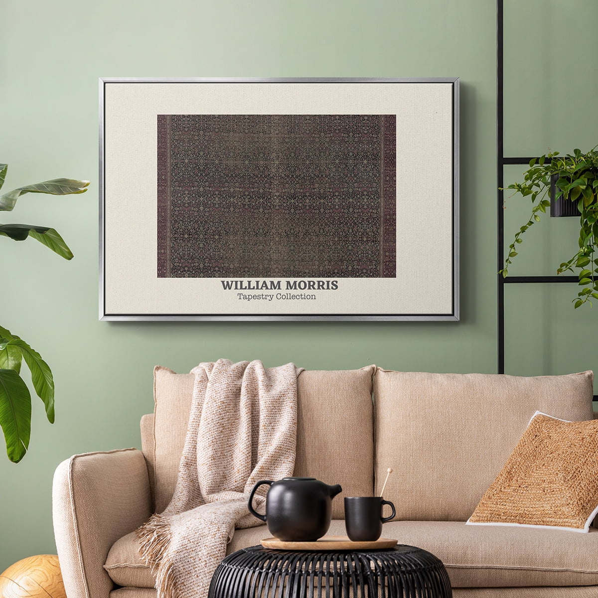 Vintage Abstract Print-L Framed in Silver Wood Gallery Wrapped Canvas 27 in. x 41 in.