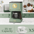 thumbnail image 5 of Drip Coffee Maker, Coffee Machine with 25 Oz Glass Coffee Pot, Retro Style Coffee Maker with Reusable Filter & Three Brewing Modes, 30minute-Warm-Keeping, Matcha Green, 5 of 5