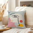 thumbnail image 3 of Ethan Taylor Abstract Throw Pillow Soft Cushion Cover 'Picasso Style Face I Shapes' Modern Pattern Decorative Square Accent Pillow Case, 20x20 Inches, Gray, Pink, 3 of 5
