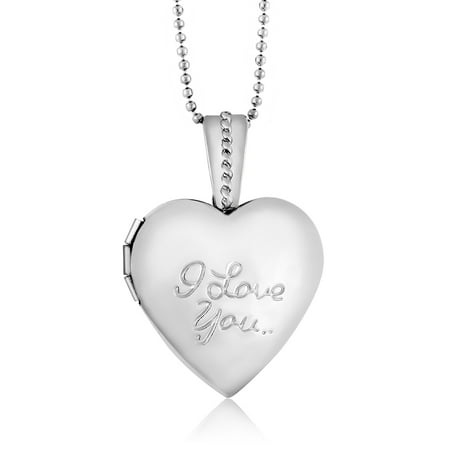 Stunning Heart Shape with I Love You Engraved Locket Pendant With 28 Inch Chain