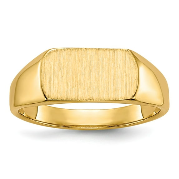 Real 14kt Yellow Gold Signet Ring 10mmx6mm Open Back Size: 3; for Adults and Teens
