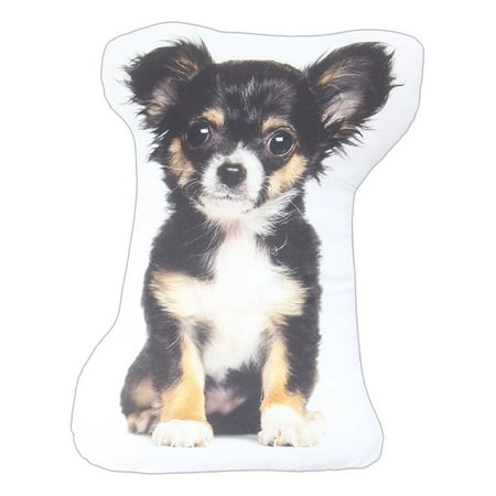 Long Haired Chihuahua Black White Brown Dog Pillow 14 X 8 By