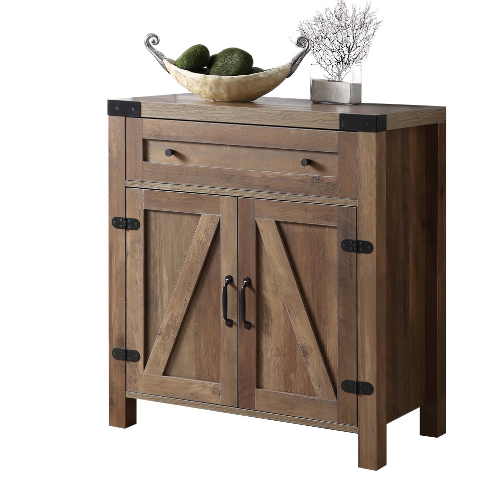 Accent storage Angular Farmhouse Barn Door With Drawer