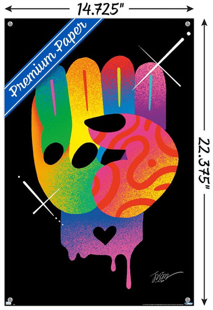 Jason Naylor - Fist of Color Wall Poster with Push Pins, 14.725" x 22.375"
