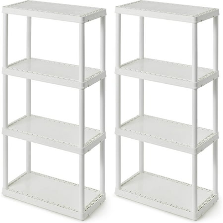 

4 Shelf Fixed Height Solid Light Duty Storage Unit 24 x 12 x 48 Organizer System for Home Garage Basement and Laundry White (2 Pack)