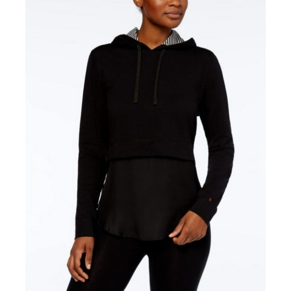 HUE Womens Layered Look Shirttail Hoodie;Medium